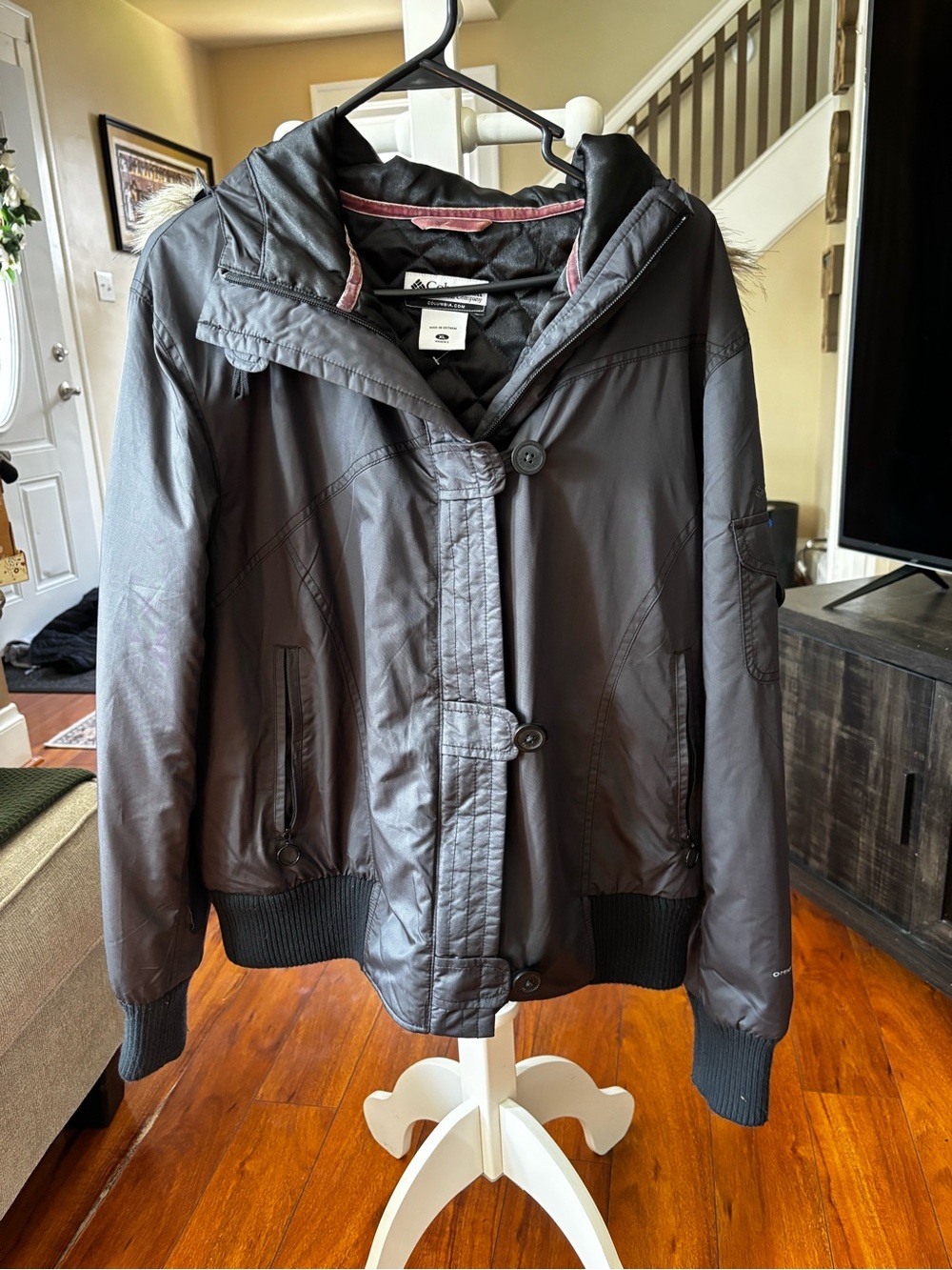 Columbia Women's Black Hooded Bomber Jacket